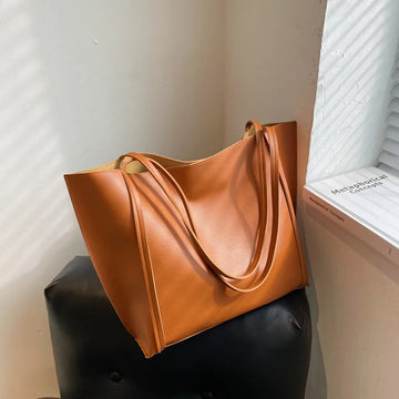 Qfdian Large Capacity Shoulder Bag Trendy Pu Leather Tote Bags Solid Color Ladies Handbag Women's Fashion Underarm bags